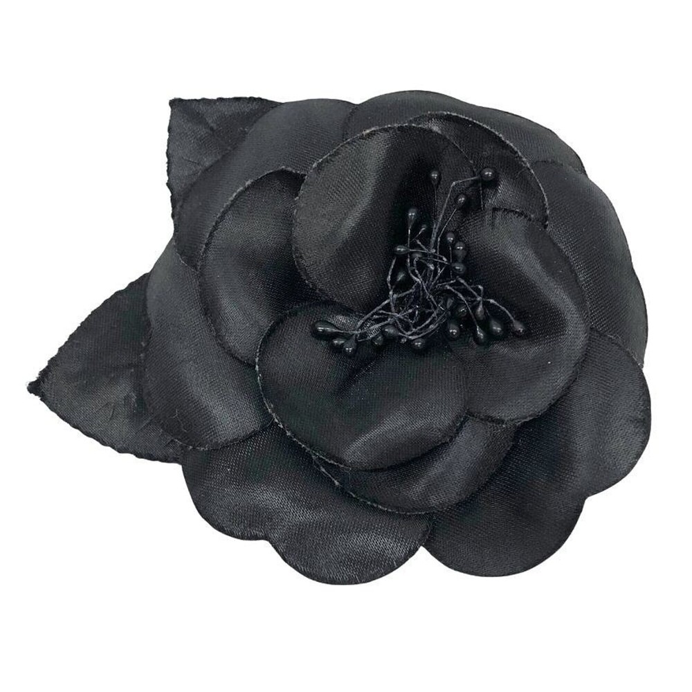 Chanel Camellia Corsage Brooch, Black, for Women
